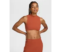 Sportswear Chill Knit Damen-Tanktop mit Stehkragen und kurzer, enger Passform - Orange