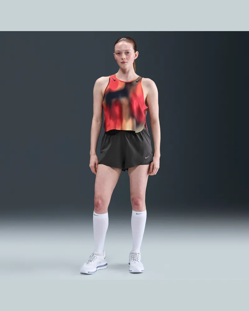 Nike Swft Dri-FIT 2-in-1-Laufshorts mit mittelhohem Bund (Damen) - Grau Grau