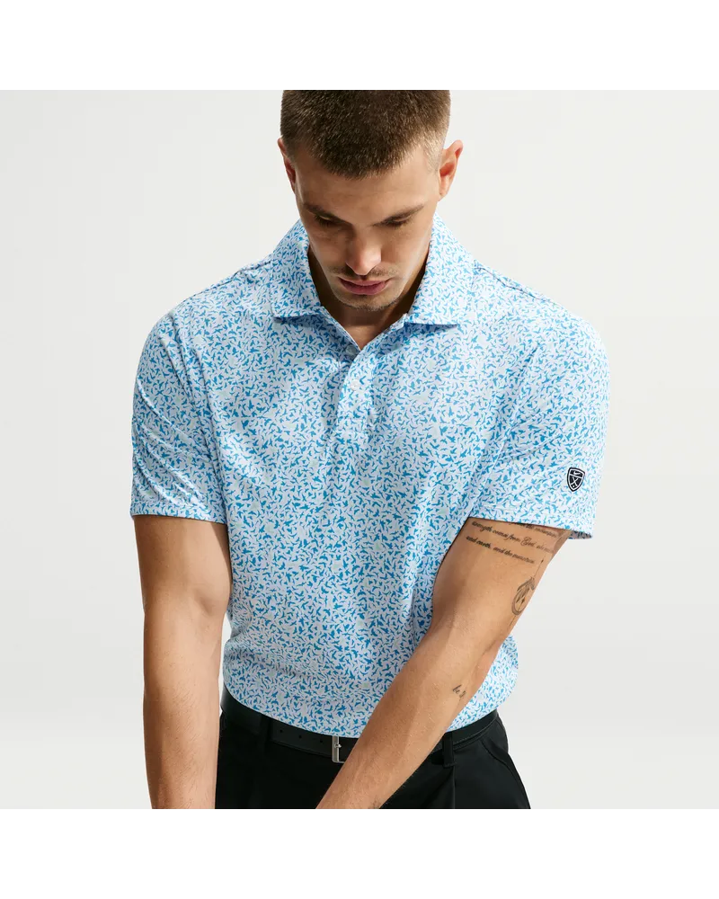 Nike Par Dri-FIT Golf-Poloshirt mit Vogel-Mikro-Print (Herren) - Blau Blau