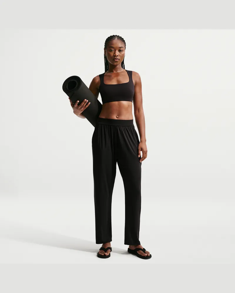Nike Zenvy Weite Hose mit mittelhohem Bund (Damen) - Schwarz Schwarz
