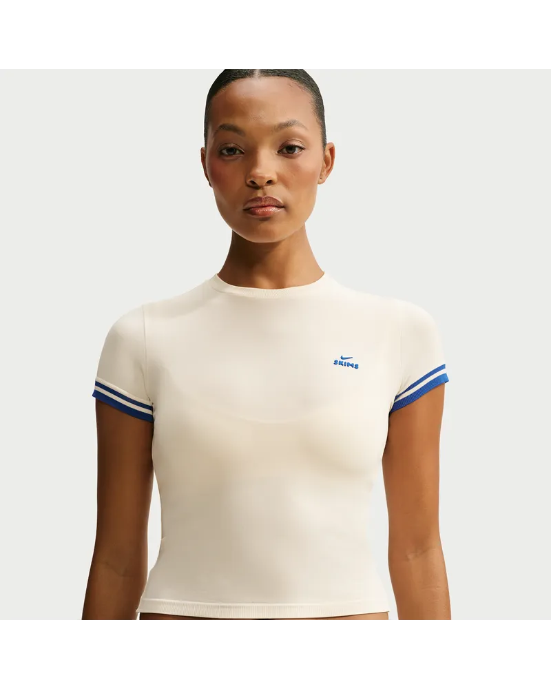 Nike SKIMS Stretch Knit verkürztes Oberteil mit Rundhalsausschnitt (Damen) - Weiß Weiß