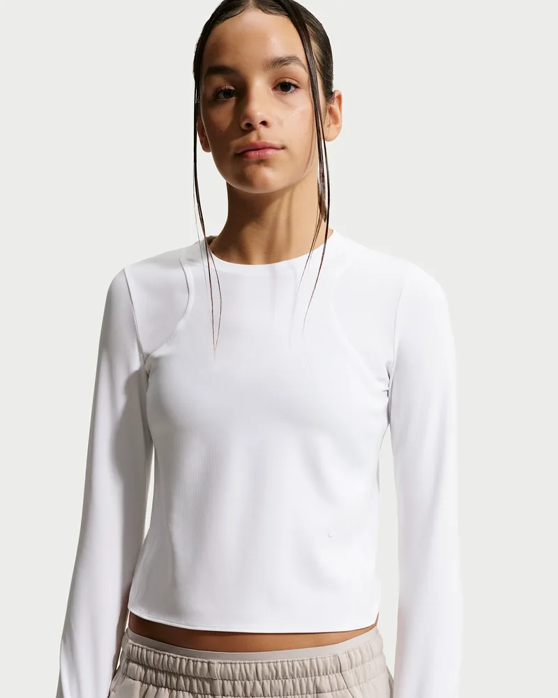 Nike MAVN geripptes Longsleeve mit Dri-FIT-Technologie für Mädchen - Weiß Weiß