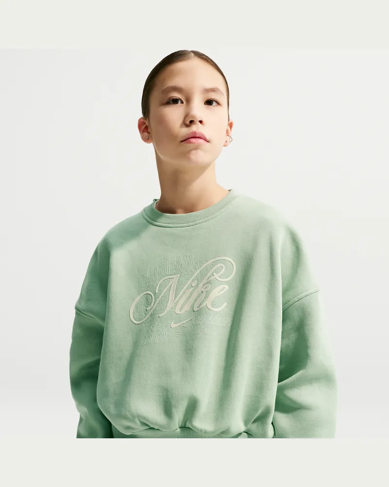 Nike Club Fleece Sweatshirt in kastenförmiger Passform für (ältere Kinder, Mädchen) - Grün Grün