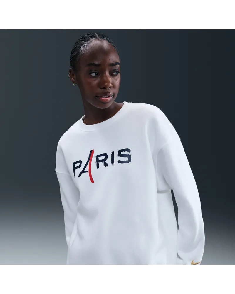 Nike Paris Saint-Germain Fleece  Oversize-Fußball-Sweatshirt mit Rundhalsausschnitt (Damen) - Weiß Weiß