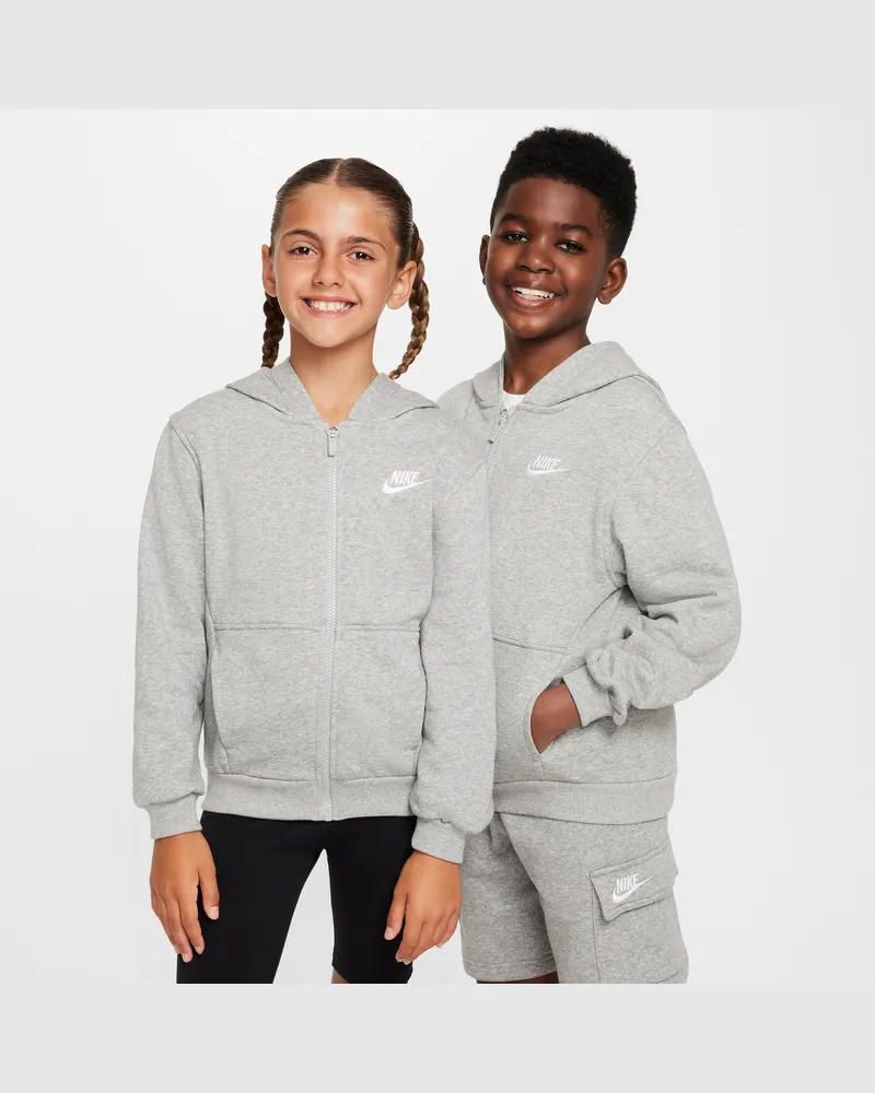 Nike Club Fleece French-Terry-Hoodie mit durchgehendem Reißverschluss für ältere Kinder - Grau Grau