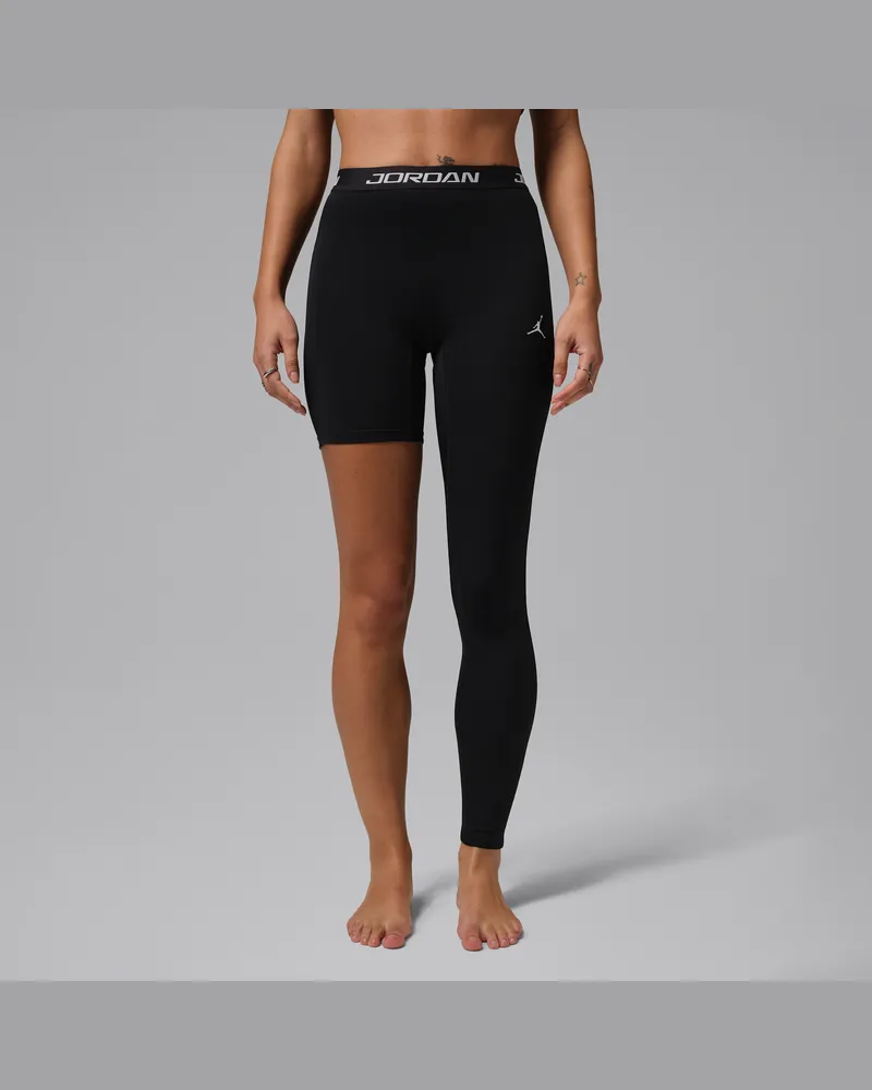 Jordan Sport Single-Leg-Basketball-Leggings mit hohem Bund für Damen (links) - Schwarz Schwarz