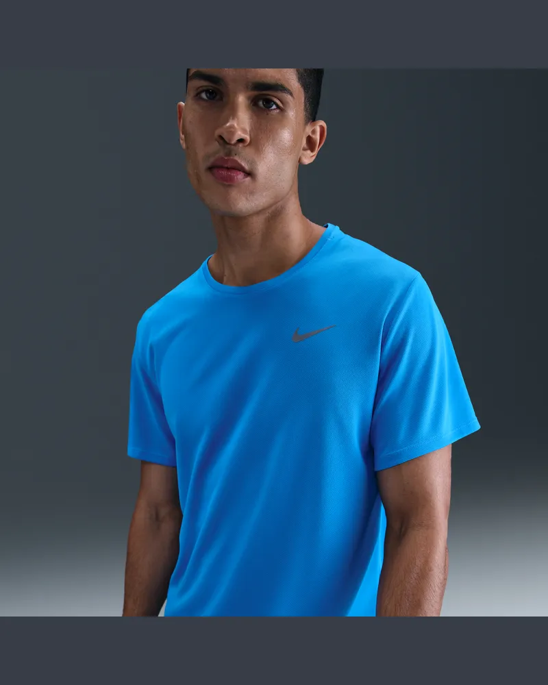 Nike Miler Nike Dri-FIT UV Kurzarm-Laufoberteil für Herren - Blau Blau