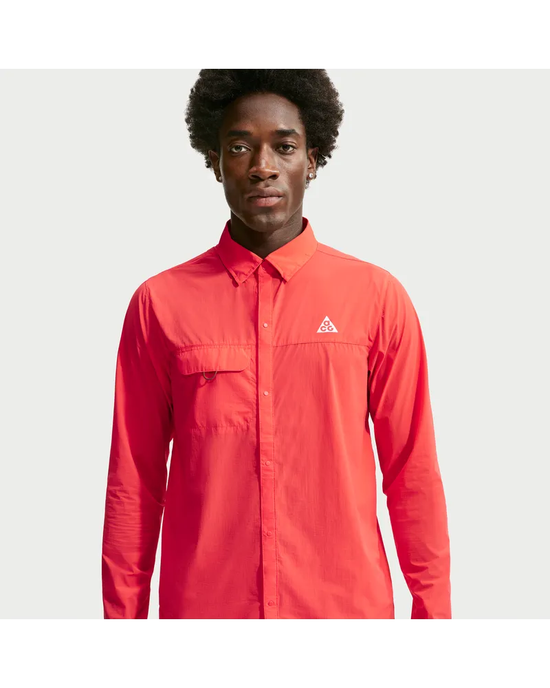 Nike ACG "Aireez" Button-up-Longsleeve für Traillauf (Herren) - Rot Rot