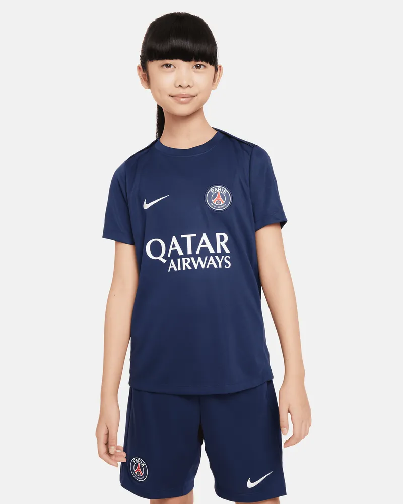 Nike Paris Saint-Germain Academy Pro  Dri-FIT Kurzarm-Fußballoberteil aus Strickmaterial (ältere Kinder) - Blau Blau