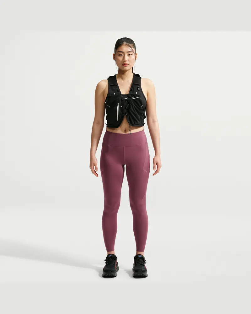Nike Swift 7/8-Lauf-Leggings mit hohem Bund und Taschen (Damen) - Rot Rot