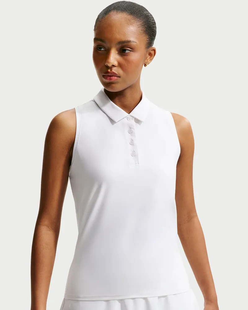 Nike Victory Dri-FIT ärmelloses Poloshirt (Damen) - Weiß Weiß