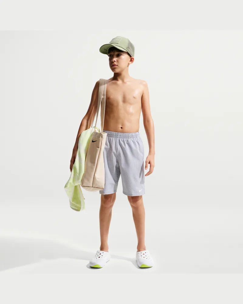 Nike Swim Breaker Volley-Shorts (ca. 18 cm) mit integriertem Slip und Wellenstruktur (ältere Kinder, Jungen) - Schwarz Schwarz