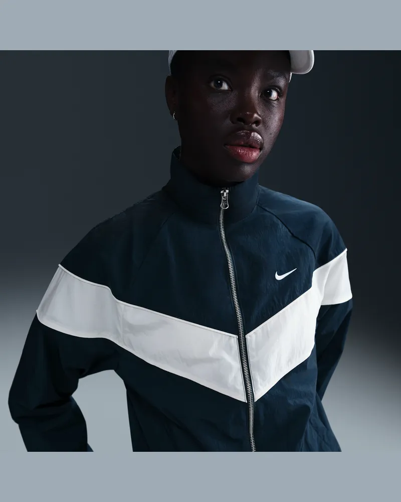 Nike Windrunner lockere UV-Webjacke mit durchgehendem Reißverschluss (Damen) - Blau Blau