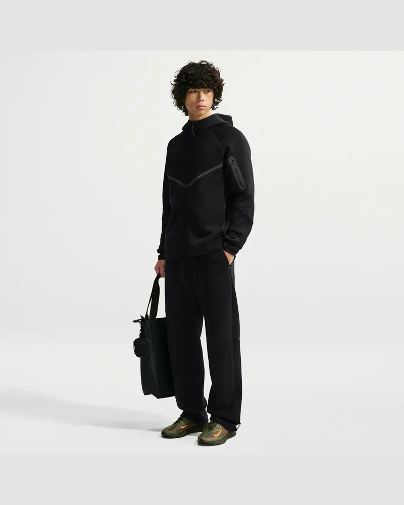 Nike Tech Fleece-Hose mit offenem Saum und reflektierenden Designakzenten (Herren) - Schwarz Schwarz