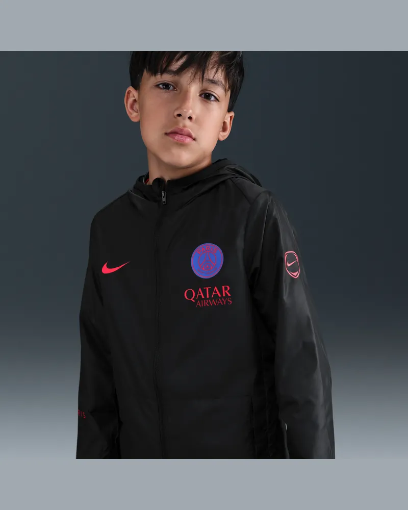 Nike Paris Saint-Germain Academy Pro Third  Total 90 Fußball-Regenjacke mit Kapuze (ältere Kinder) - Schwarz Schwarz