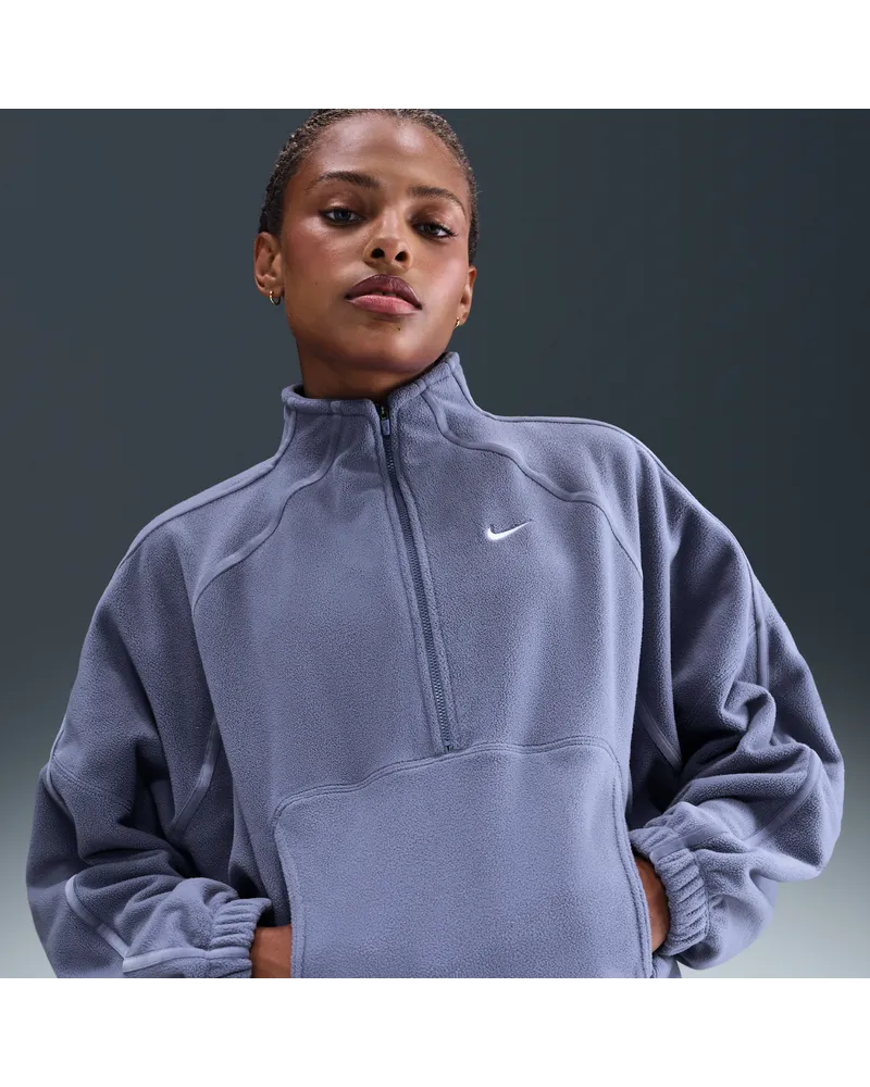 Nike One Therma-FIT Oberteil mit Halbreißverschluss (Damen) - Blau Blau