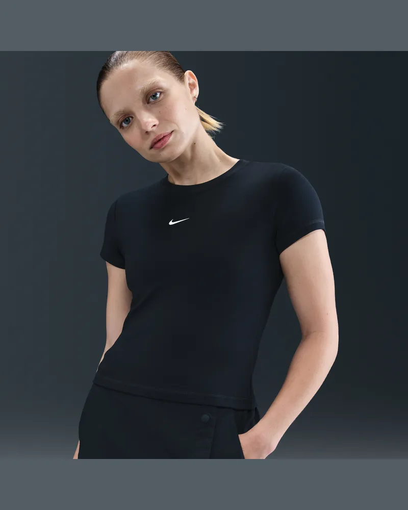 Nike schmal geschnittenes Crop Top für Damen - Schwarz Schwarz