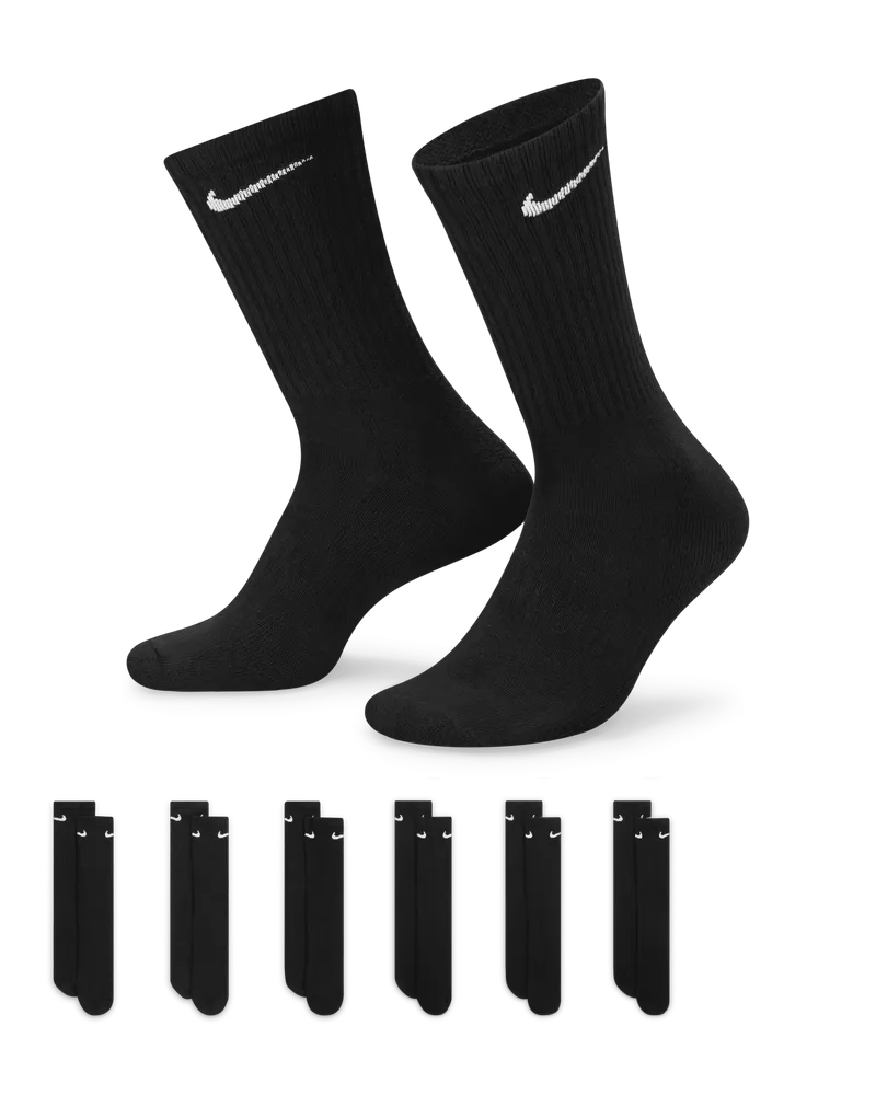 Nike Everyday Cushioned Crew-Trainingssocken (6 Paar) - Schwarz Schwarz