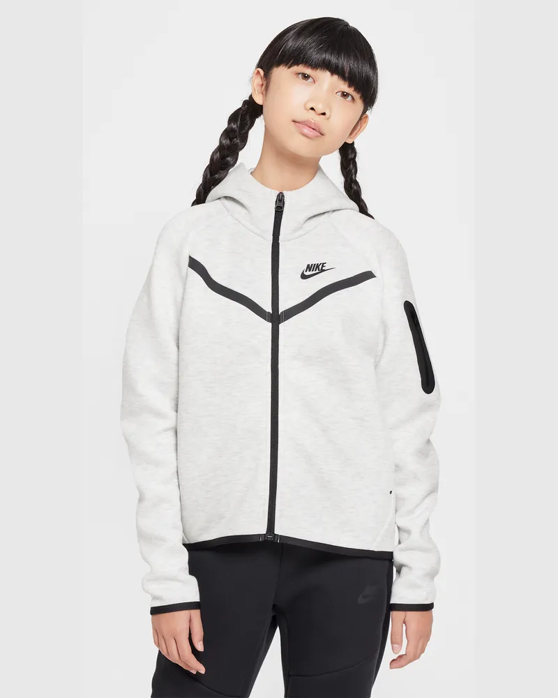 Nike Tech Fleece-Hoodie mit durchgehendem Reißverschluss (Mädchen) - Grau Grau