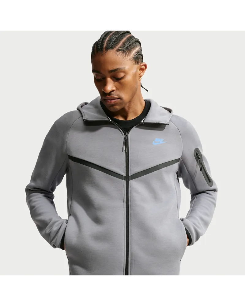 Nike Tech Windrunner-Jacke aus Fleece mit durchgehendem Reißverschluss (Herren) - Grau Grau