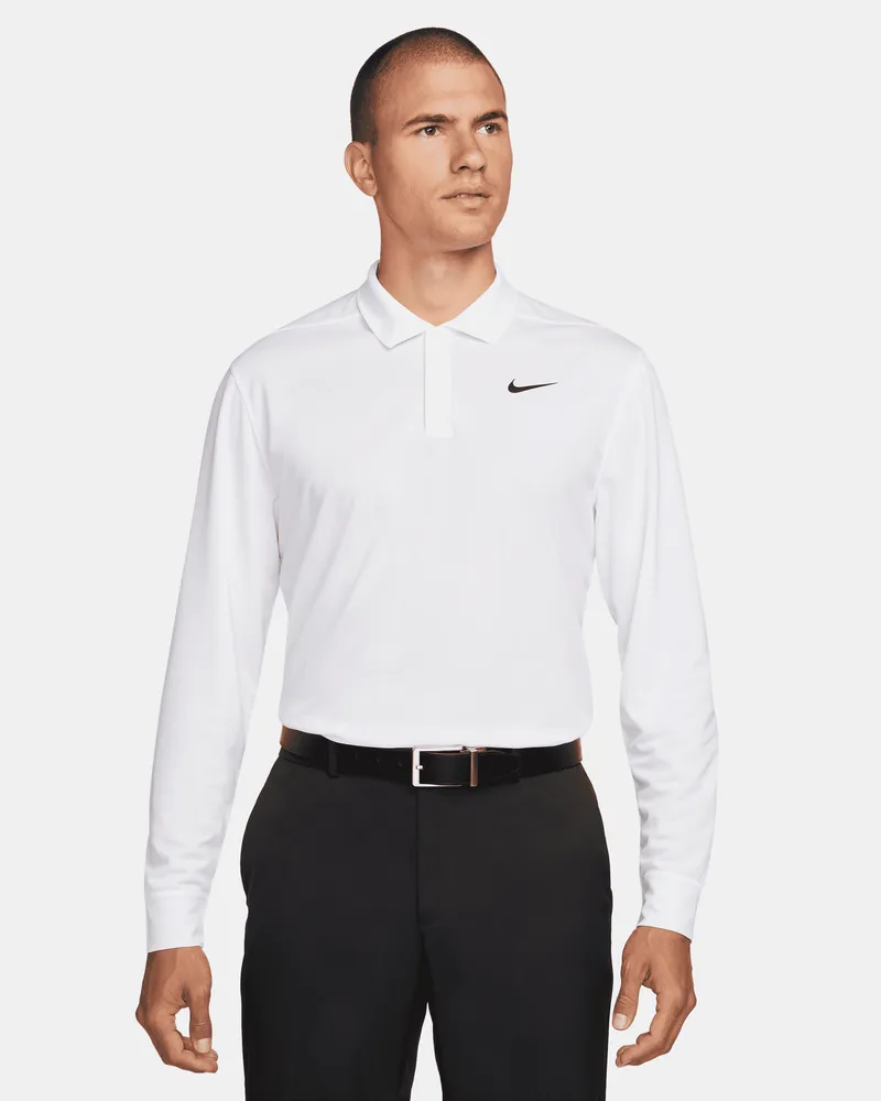 Nike Dri-FIT Victory Langarm-Golf-Poloshirt für Herren - Weiß Weiß