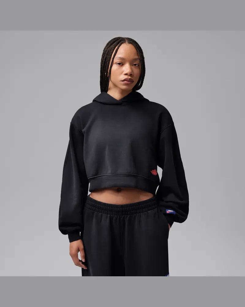 Jordan Flight Fleece Midlayer-Crop-Hoodie (Damen) - Schwarz Schwarz