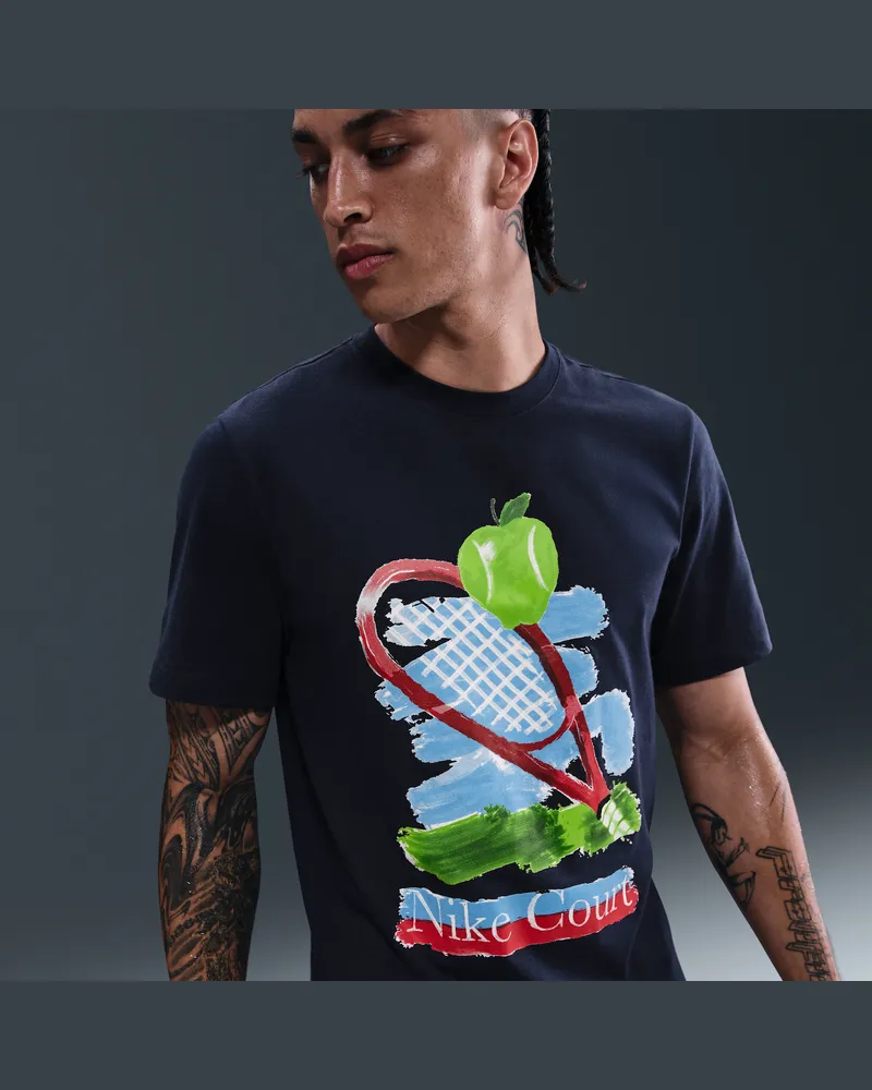 Nike Court Herren-Tennis-T-Shirt - Blau Blau