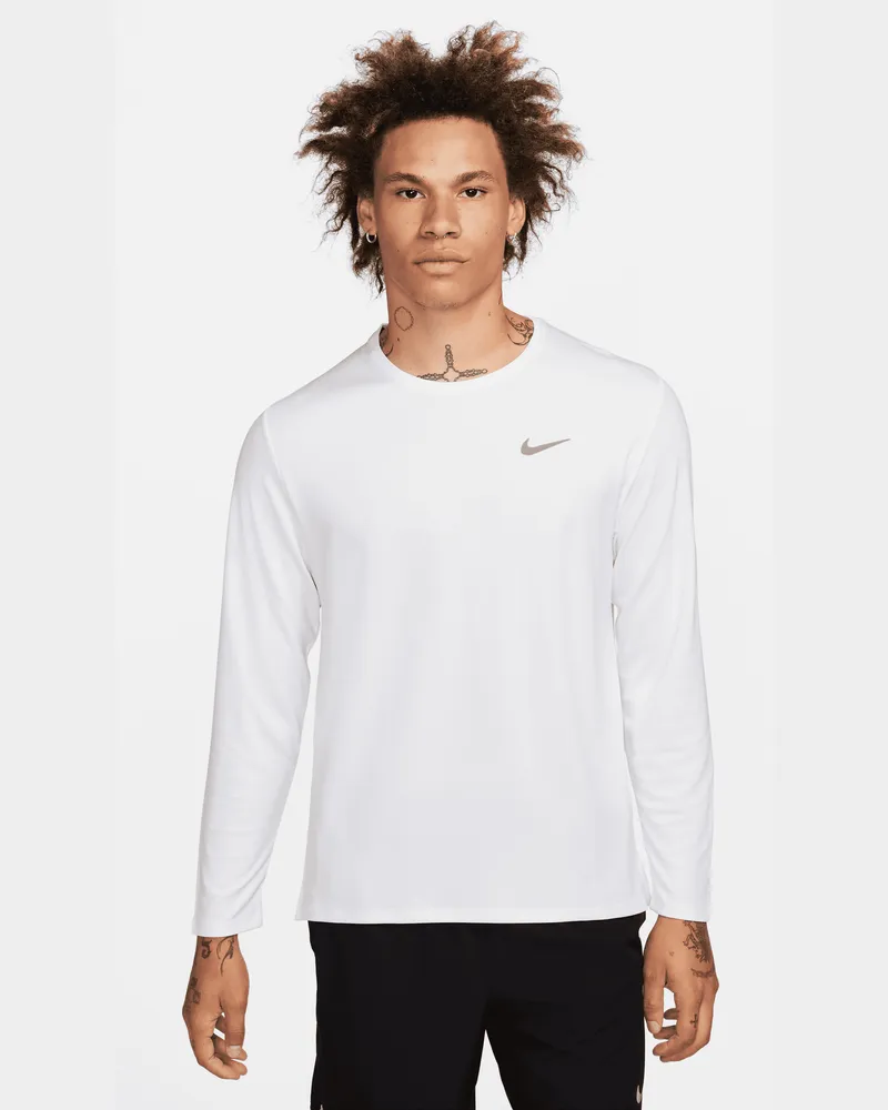 Nike Miler Dri-FIT UV Langarm-Laufoberteil für Herren - Weiß Weiß