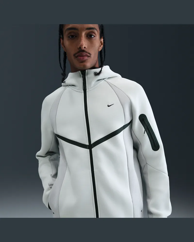 Nike Tech Windrunner-Fleecejacke mit durchgehendem Reißverschluss und Color-Block-Design (Herren) - Grau Grau