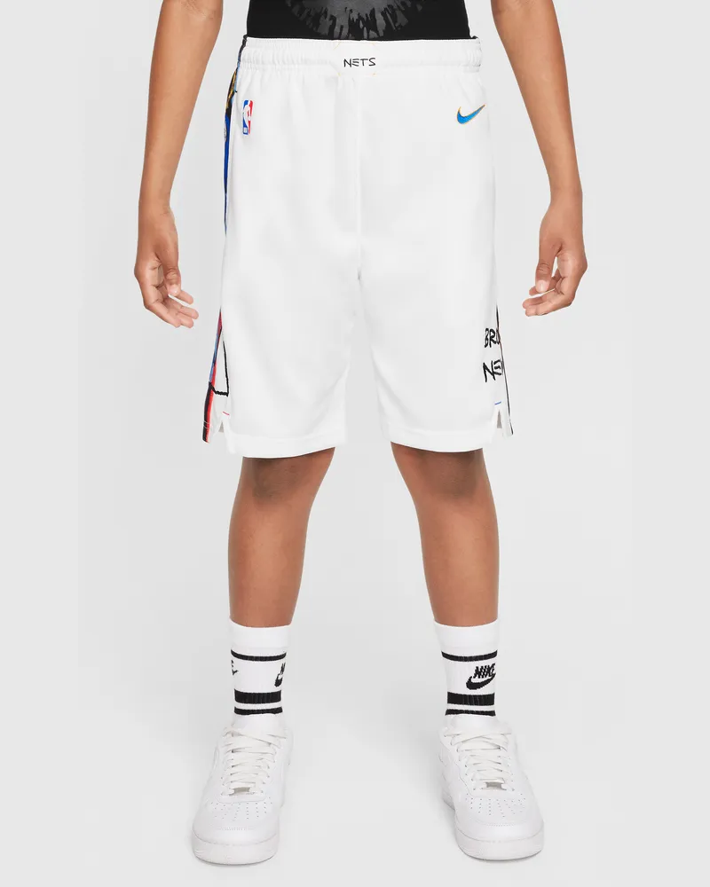 Nike Brooklyn Nets  Dri-FIT NBA Swingman Shorts für ältere Kinder - Weiß Weiß