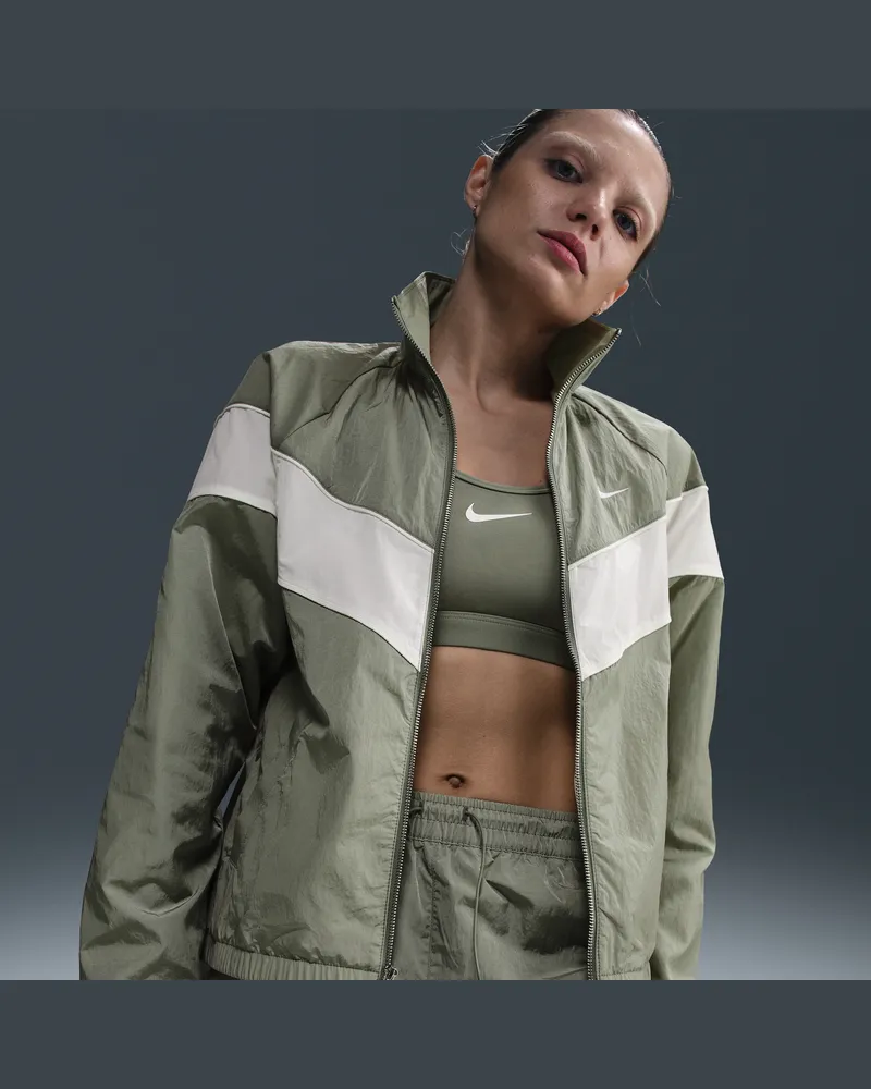 Nike Windrunner lockere UV-Webjacke mit durchgehendem Reißverschluss (Damen) - Grün Grün
