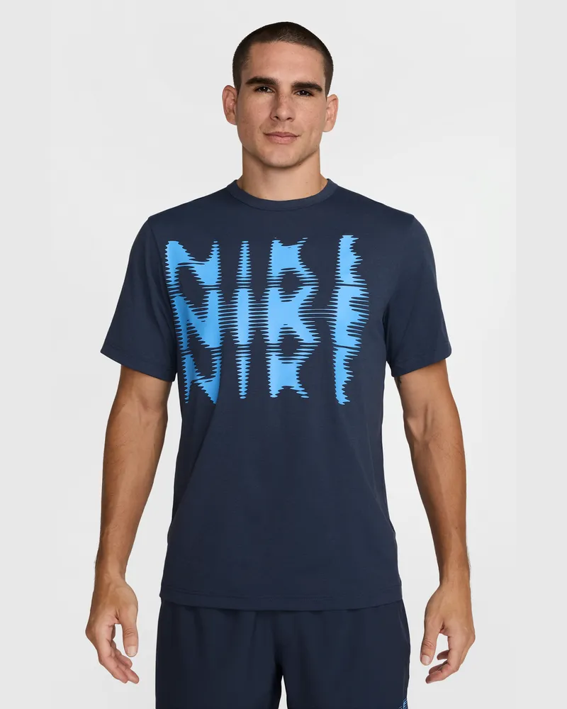 Nike Hyverse Dri-FIT UV-Kurzarm-Fitnessoberteil (Herren) - Blau Blau