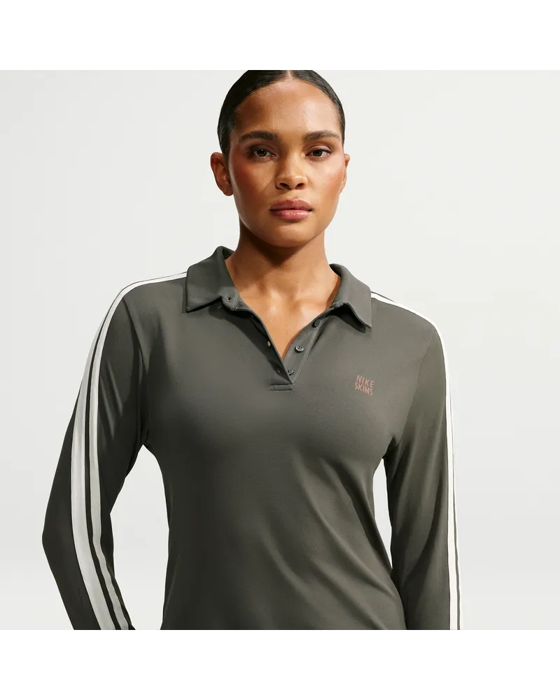 Nike SKIMS Stretch Knit Longsleeve-Poloshirt (Damen) - Schwarz Schwarz