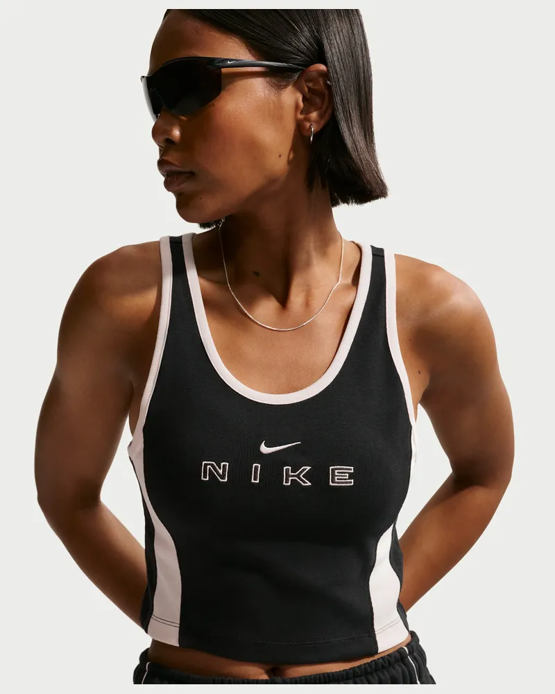 Nike eng anliegendes Tanktop mit Grafik (Damen) - Schwarz Schwarz