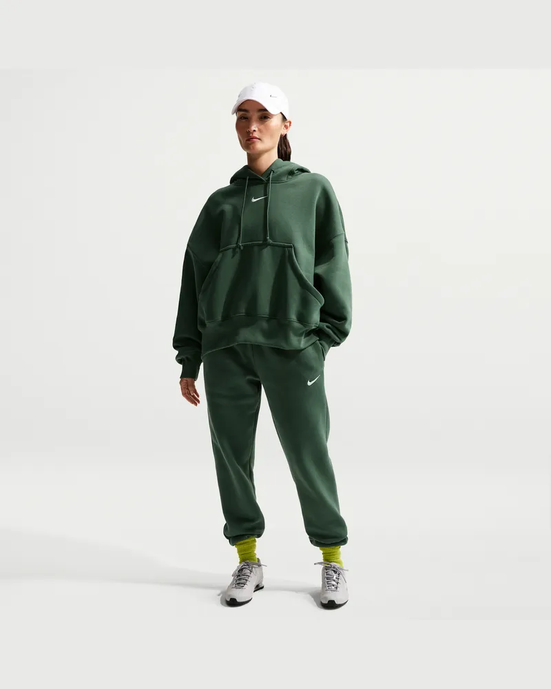 Nike Phoenix Fleece Damen-Trainingshose mit mittelhohem Bund - Grün Grün