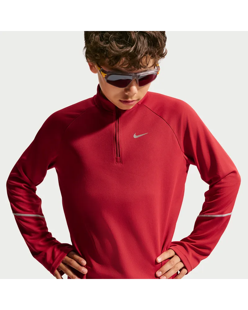 Nike Miler Dri-FIT Oberteil mit Halbreißverschluss (ältere Kinder) - Rot Rot