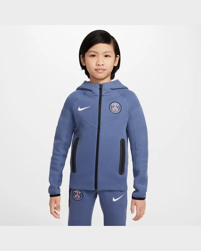 Nike Paris Saint-Germain Tech  Fußball-Kapuzenjacke aus Fleece (ältere Kinder, Jungen) - Blau Blau