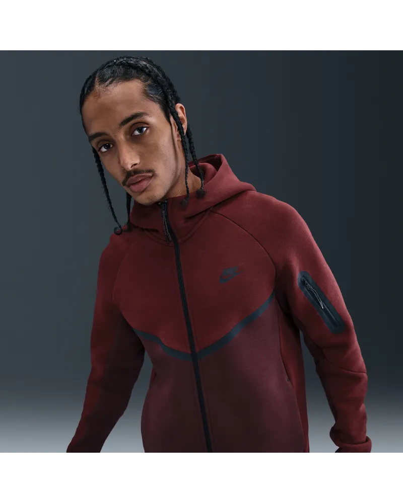 Nike Tech Windrunner-Jacke aus Fleece mit durchgehendem Reißverschluss (Herren) - Rot Rot