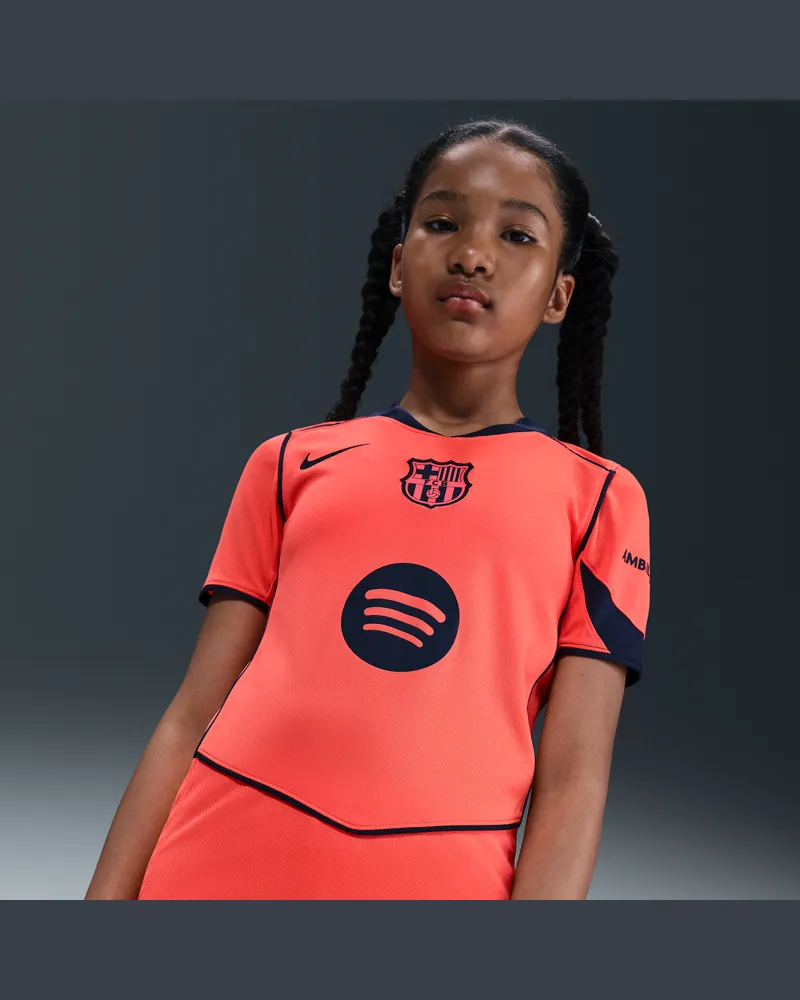 Nike FC Barcelona 2025/26 Stadium Third  Dri-FIT Total 90 Replika-Fußballtrikot (ältere Kinder) - Orange Orange