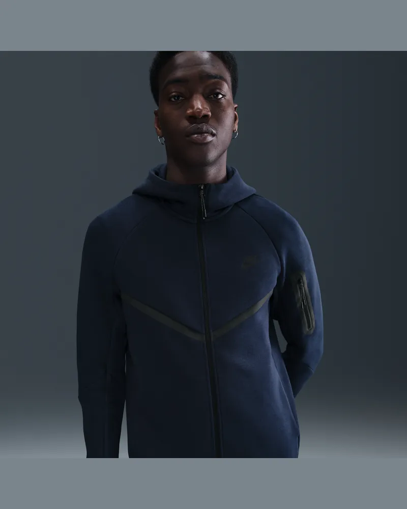 Nike Tech Windrunner-Jacke aus Fleece mit durchgehendem Reißverschluss (Herren) - Blau Blau