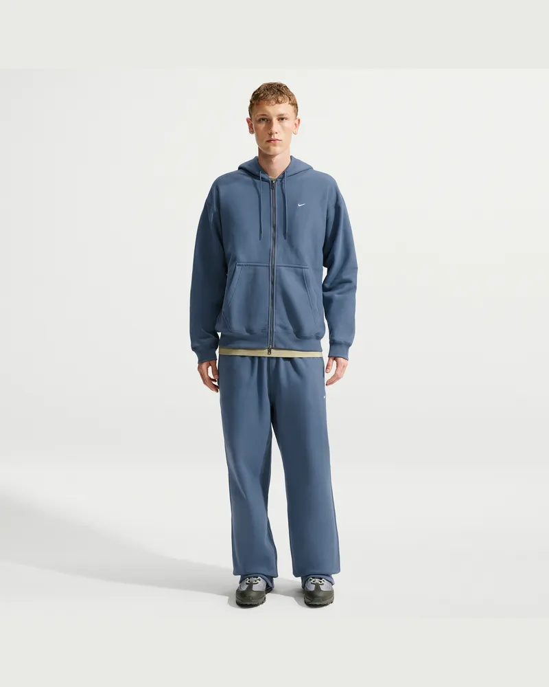 Nike Solo Swoosh Fleece-Hose mit offenem Saum (Herren) - Blau Blau
