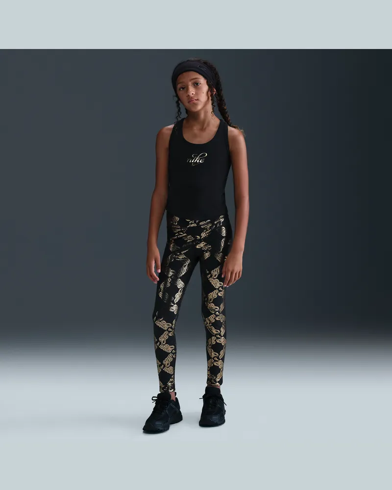 Nike One Leggings mit Print für ältere Kinder (Mädchen) - Schwarz Schwarz