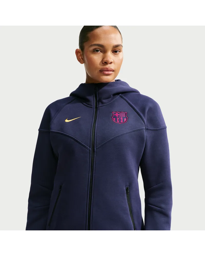 Nike FC Barcelona Tech Fleece Windrunner  Fußball-Hoodie mit durchgehendem Reißverschluss für Damen - Blau Blau