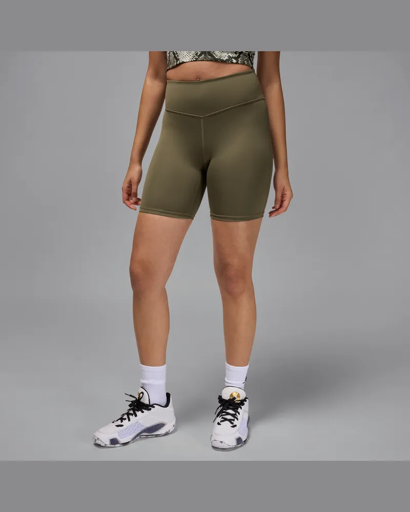 Jordan Sport Bike-Shorts mit hohem Bund für Damen (ca. 18 cm) - Grün Grün