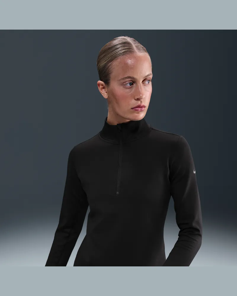 Nike One Therma-FIT Midlayer mit Halbreißverschluss (Damen) - Schwarz Schwarz