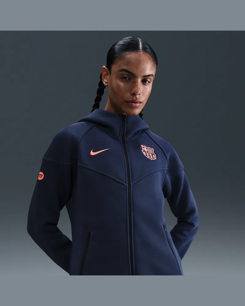 Nike FC Barcelona Tech Windrunner Third  Total 90 Fußball-Kapuzenjacke aus Fleece (Damen) - Blau Blau