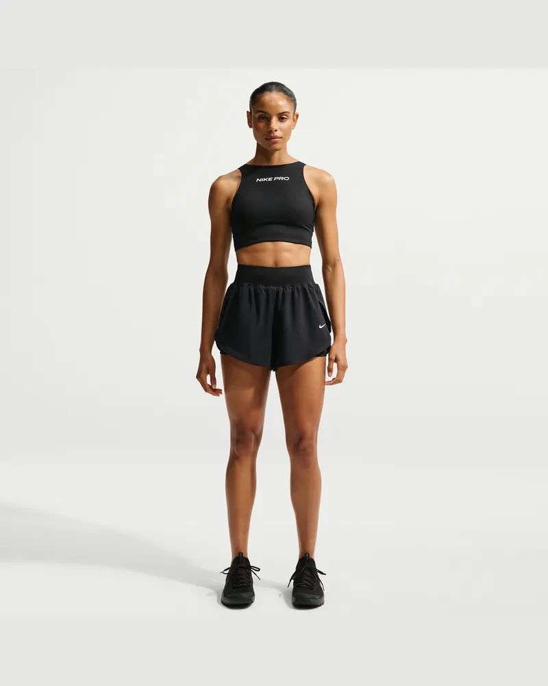 Nike Pro Sculpt Dri-FIT 2-in-1-Shorts mit hohem Bund (ca. 7,5 cm, Damen) - Schwarz Schwarz