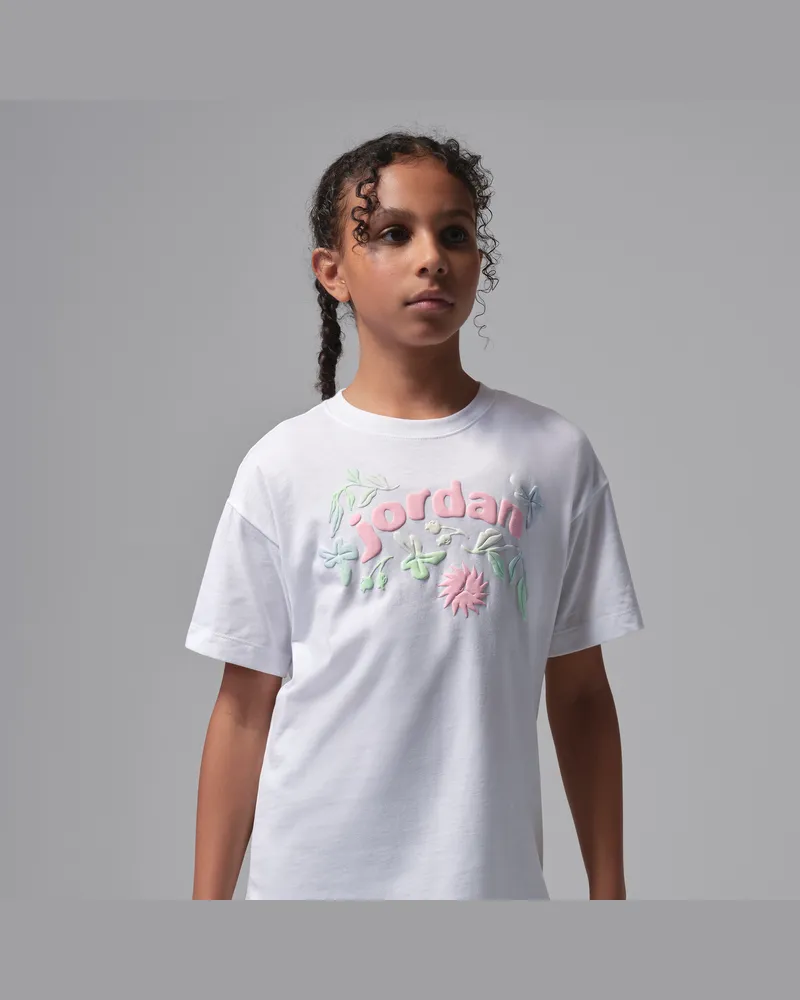 Jordan Puff Floral T-Shirt (ältere Kinder) - Weiß Weiß