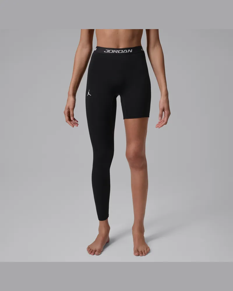 Jordan Sport Single-Leg-Basketball-Leggings mit hohem Bund für Damen (rechts) - Schwarz Schwarz