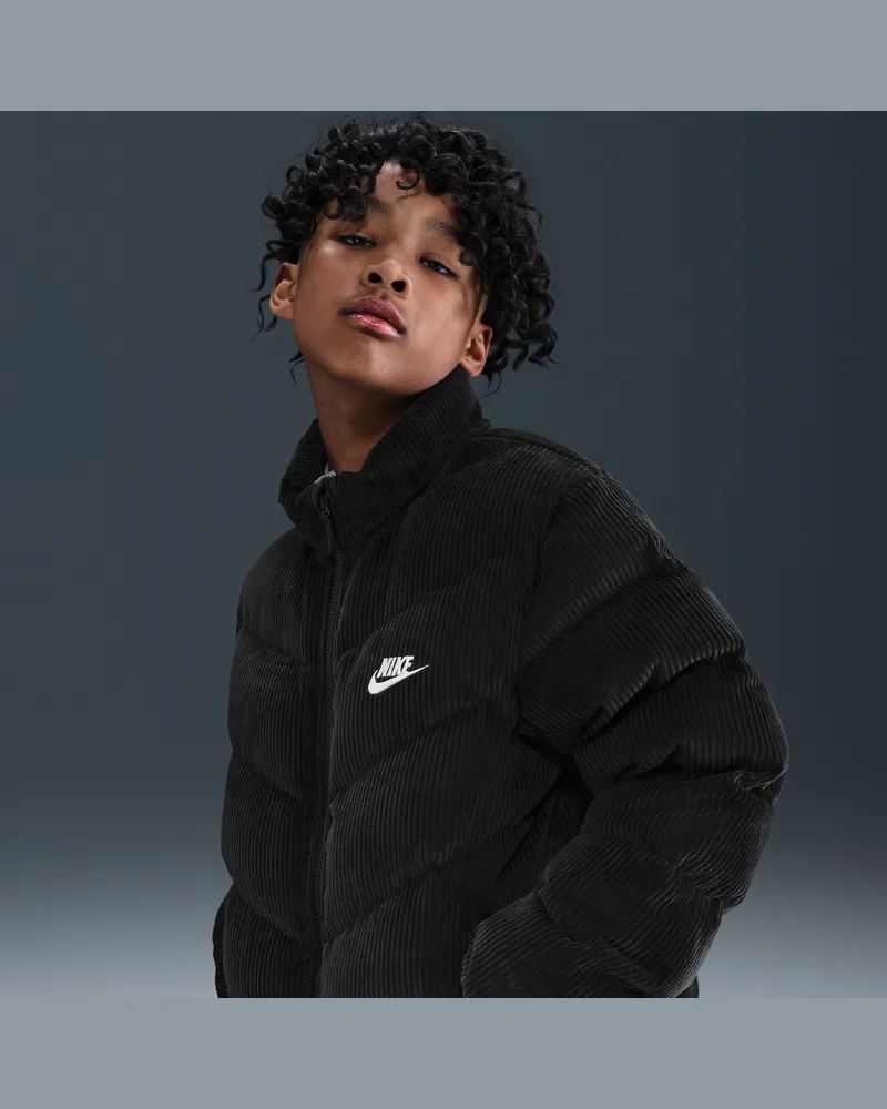 Nike Sportswear All Day Play Therma-FIT-Puffer-Jacke mit weiter Passform (ältere Kinder) - Schwarz Schwarz